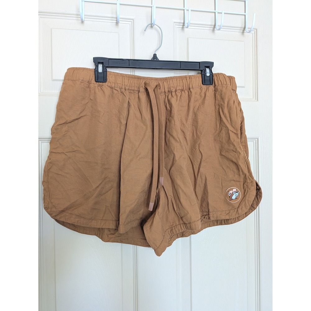 Buc-ee's Women Caramel Brown Cotton Rayon Drawstring Casual Shorts 2XL